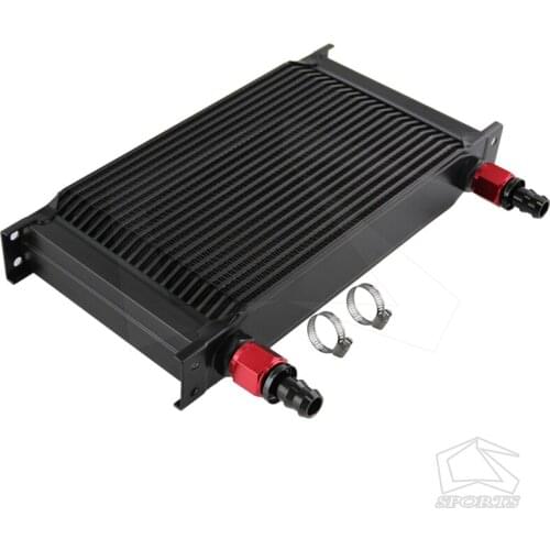 22 Row Universal AN10 Transmission Aluminum Oil Cooler+ Straight Fittings Black