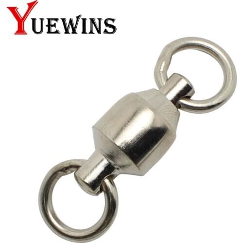Yuewins 10pcs Heavy Duty Ball Bearing Barrel Fishing Rolling Swivel Stainless Steel Connector Solid Ring Fishing Tackle QA295