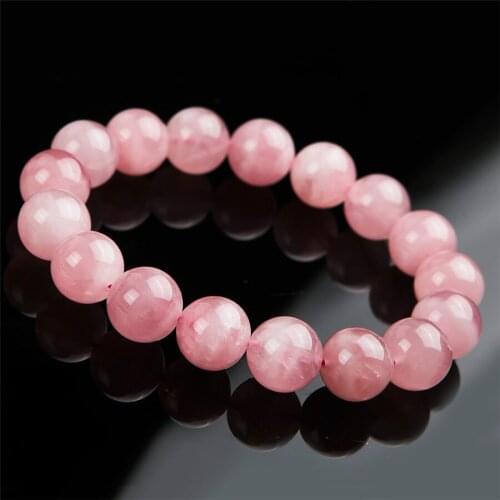 Madagascar Genuine Natural Rose Pink Quartz Bracelets 12mm 13mm 14mm 15mm Healing Crystal Stretch Round Bead Bracelet Women