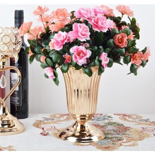 Golden Flower Vases Home Design Desktop Flower Arrangement Decorative Wedding Party Christmas Flower Rack Road Lead Crafts