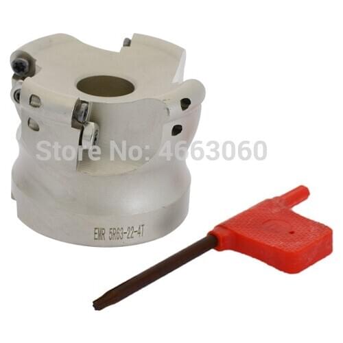 1pc 4 flute EMR 5R 63-22-4T face mill milling with T15 Wrench for round inserts type R5 RPMW1003