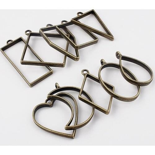 1pack Three Color Charms Geometric Frame Pendant For Resin Crafts Pendant Jewelry Making Accessories