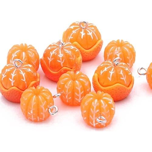 10Pcs 2 Styles Fruit Orange Resin Earring Charms Diy Findings Kawaii 3D Phone Keychain Bracelets Pendant For Jewelry Making