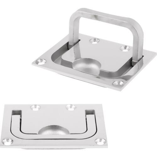 2x Stainless Steel Flush Lift Ring, Hatch Pull Handle, Cabinet Door Pull Rings