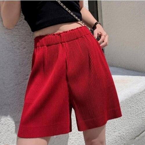 2021 Summer Bohemia Shorts fashion solid loose casual pleated short pants Plus size 5XL 6XL 7XL wide leg shorts