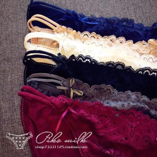 2021 Womens Underwear Panties Sexy Lace Panties Ladies Fashion Bow Briefs Low Waist Solid Color Underpants Female Lingerie