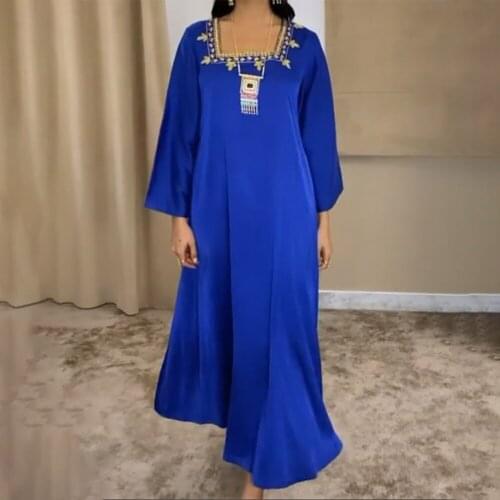 2021 Muslim Dress Dubai Turkey Kaftan Long Dresses for Women Square Collar Robe Plus Size Femme Modest Clothing Musulmane Femme