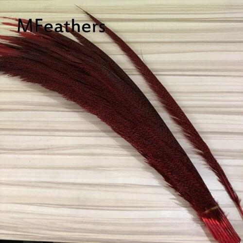 60-75cm(24-30inch) 50pieces Hand Select Bleached Dyed Red Long Golden Center Pheasant Tail Feathers for Carnival Decoration