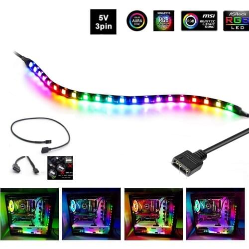 Addressable Rainbow PC Digital LED Strip Tape for 5V 3pin ARGB Header PC Case Asus Aura Sync Gigabyte RGB Fusion MSI Mystic