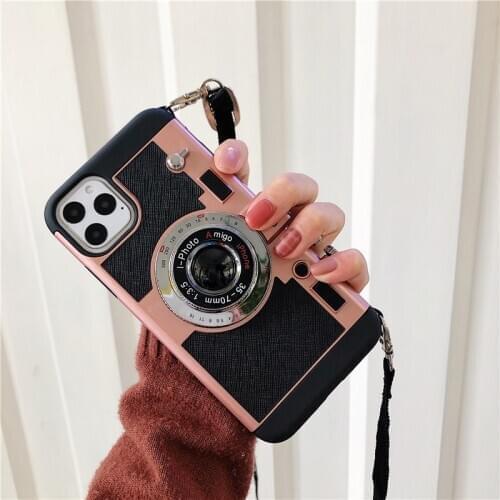 Acrylic Phone Case for IPhone11 Pro Max Lanyard XS Stereo Camera Protective Cover Xr Retro 8plus Diagonal Cross Shell 7