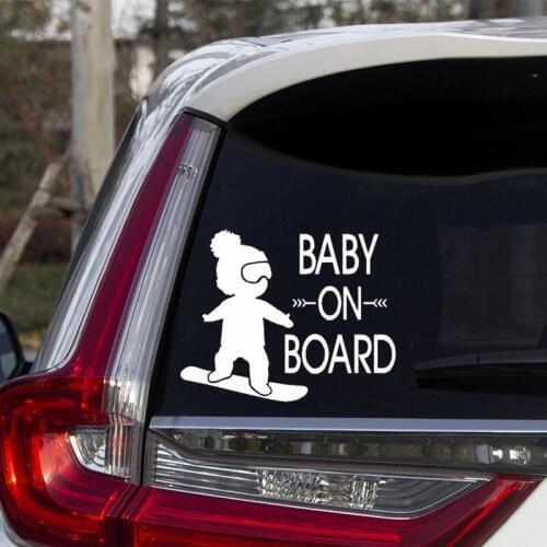 Car Stickers Baby On Board In Baby Skiing Lovely Creative Decals For Windshield Auto Tuning Styling Vinyls D30