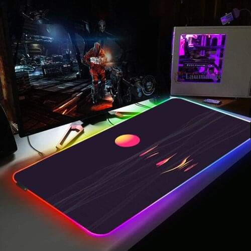 Retrowave Large Size Mouse Pad Republic of Gamers Decoration LED Lighting Cover Desk Mat Non-Slip Rubber Game MousePad