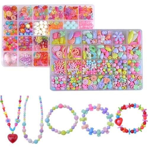 DIY Beads Toys for Girls 24 Grid Handmade Toddlers Making Puzzles Beads for Girls Kit Bracelets Girls Toys Braided Bracelet