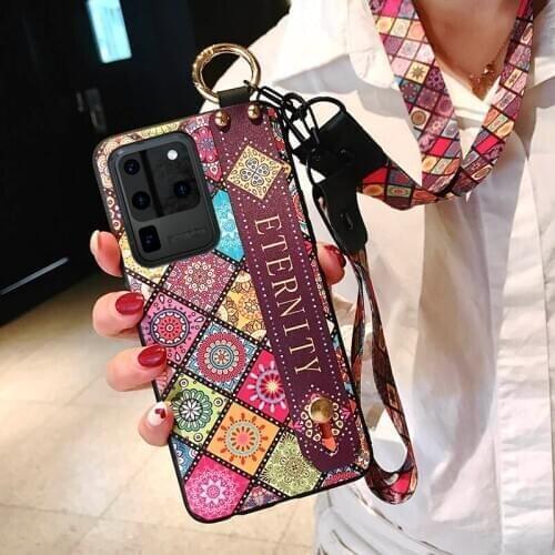 Wrist Neck Strap Phone Case For Samsung Galaxy S10 Note 8 9 10 20 Ultra S9 S8 Plus S20 FE 5G A30s A50 A50s A51 A70 A71 21 A42 5G