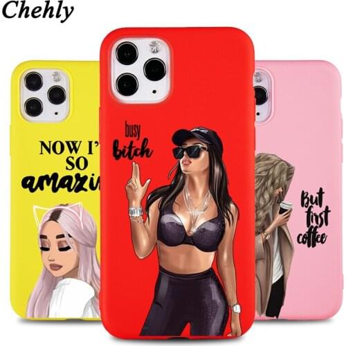 Phone Case for IPhone 6s 7 8 11 12 Mini Plus Pro X XS MAX XR SE Cool Girl Cases Soft Silicone Fitted Protection Accessorie Cover