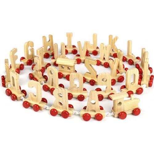 Children Educational Toys 26 English Alphabet Trains A-Z Name Combination Personalized Wooden Letters Train Toys