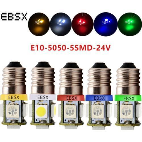 EBSX !! 10 pcs Screw LED Bulb 24V E10 5 SMD 5050 Auto Wedge Marker LED Car Indicator Signal Light Reading Light White Red Blue