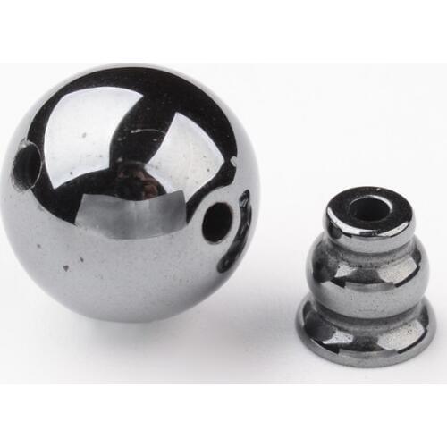 Electroplate Non-Magnetic Synthetic Hematite 3 hole Round & Guru Buddhist Beads, Buddha Jewelry Findings, Black, 12mm; hole: 2mm