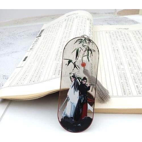 HOT Grandmaster of Demonic Cultivation MDZS The Untamed Metal Bookmarks Chinese style Gifts Antiquity Classic Tassels Bookmarks
