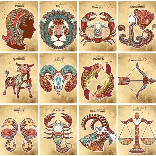 HUACAN Diamond Painting Full Drill Square Constellation 5D DIY Diamond Embroidery Sale Landscape Mosaic Handicraft