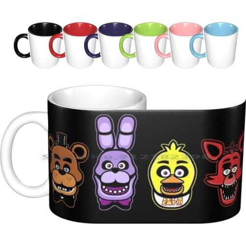 Five Nights At Tshirt Ceramic Mugs Coffee Cups Milk Tea Mug Five Nights At Fazbear Chica Bonnie Foxy Pirate Indie Horror Video