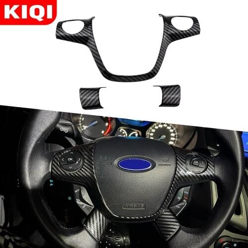 KIQI for Ford Focus 3 MK3 2012-2014 KUGA Escape 2013-2015 Accessories Car Styling Steering Wheel Trim Cover Sticker Decoration