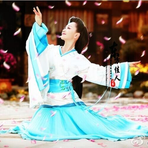 Blue Dance Costume Huo Cheng Jun Yang Rong Same Design Love Story of the Desert - Yun Zhong Ge Womens Costume Hanfu