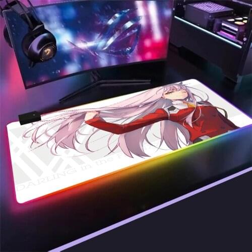 Anime Darling In The Franxx Sexy Girl Anime Mouse Pad Zero Two RGB Gaming Mouse Pad LED Color Light Lock Desktop gamer mouse pad