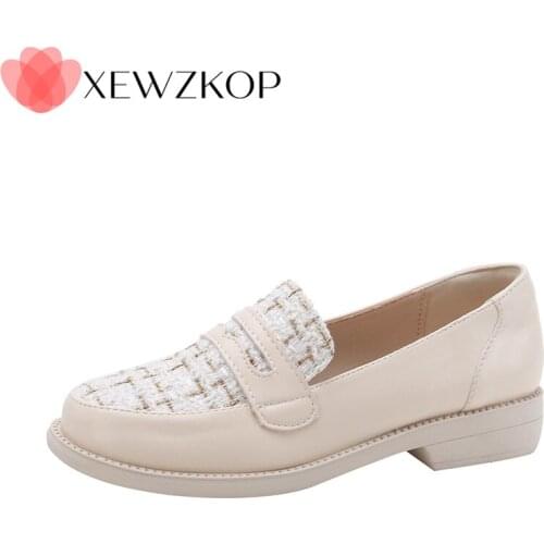 35-43 Spring Shoes Female British Style 2021 New Thick-soled College Style Casual Loafers Genuine Leather Fashion Shoes Girls