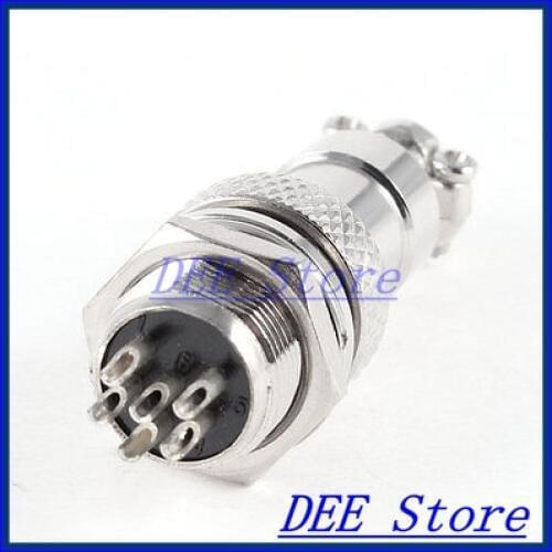 Metal GX12-6 6Pin Male 12mm Screw Type Cable Panel Connector Aviation Plug