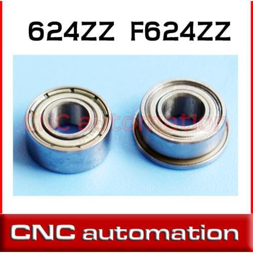 2pcs 624ZZ miniature radial F624ZZ S624ZZ flanged stainless 624 624Z shielded deep groove ball bearings 4*13*5mm
