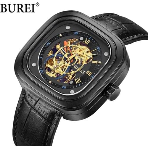 BUREI Brand Fashion Automatic Watch Men Luxury Waterproof Business Casual Sapphire Mechanical Wristwatch Relogio Masculino 2021