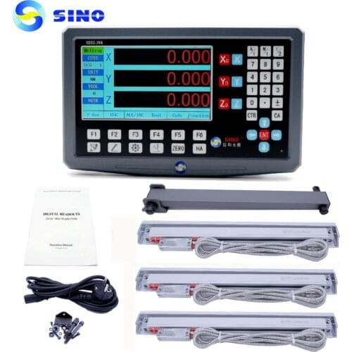 SINO SDS2-3VA 3 Axis LCD Digital Readout DRO Kit And 3 Pieces KA-300 Glass Linear Scale Encoders For Lathe Grinder Millilling