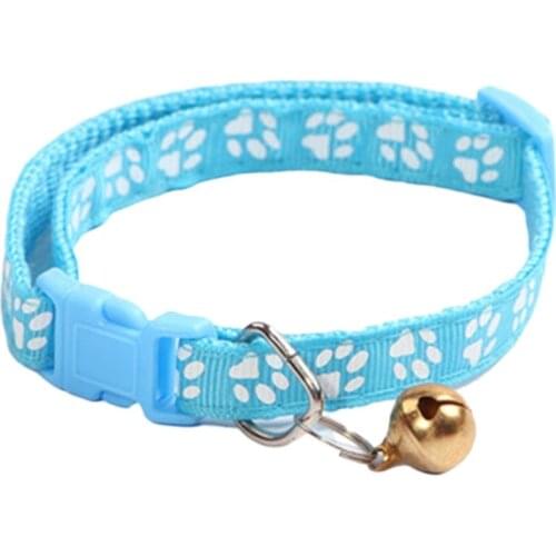 New Cute Bell Collar For Cats Dog Collar Teddy Bomei Dog Cartoon Funny Footprint Collars Leads Cat Accessories Animal Goods
