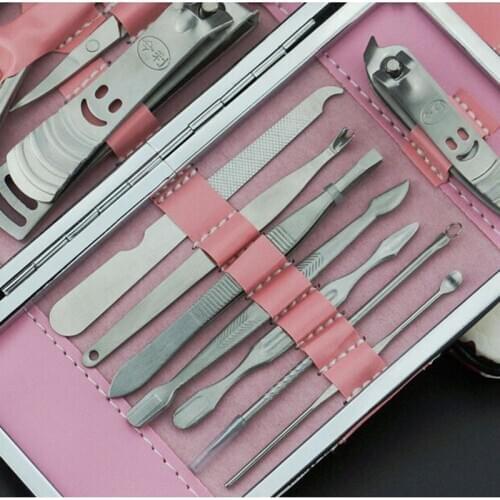 New Professional 12pcs/bag Manicure Set With A Bag Stainless Steel Nail Clippers Scissors Tweezer Knife Ear Pick