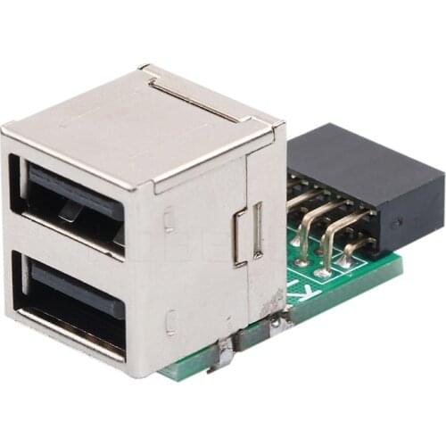 New Internal PC USB 2 Port 2.0 9Pin Female To 2 Port A Female Adapter Converter Motherboard PCB Board Card Extender