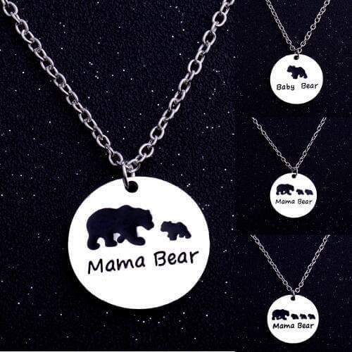 Lovely Baby Children Child Necklace MAMA Bear Baby Bear Animals Pendant Chain Necklaces Mom Son Family Love Gifts Charm Jewelry