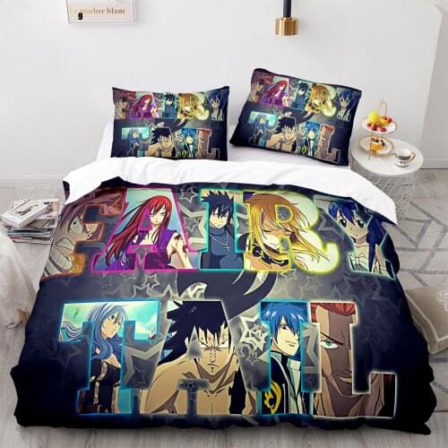 Fairy Tail Bedding Set Single Twin Full Queen King Size Fairy Tail Bed Set Childrens Kid Bedroom Duvetcover Sets 3D Print 005