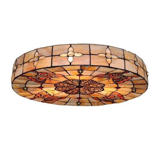 Tiffany Butterfly Ceiling Light E26/E27 Baroque Retro Cherry Blossoms Lampshade Bedroom Aisle Porch Hanging Lamp Home Decor C262
