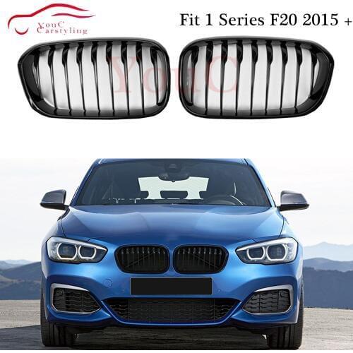 F20 1-slat Gloss Black Gloss M Front Bumper Grille for BMW 1 Series F20 F21 2015+ 5-door Hatchback ABS Plastic Grille Mesh