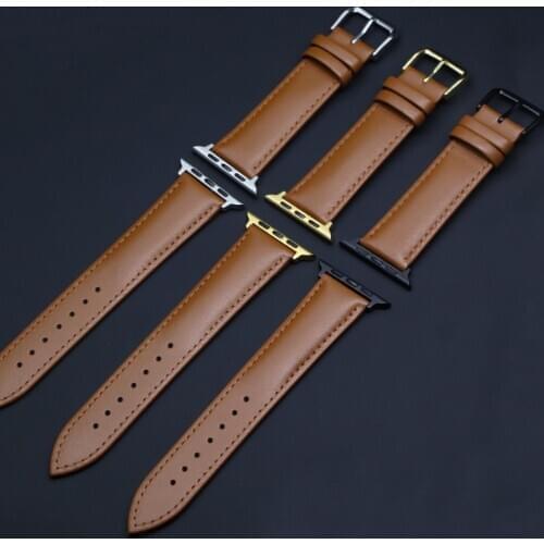 Brown Leather Band Loop Strap For Apple Watch 4 3 2 1 38mm 40mm , Men Leather Watch Band for iwatch 5 44mm 42mm Bracelet