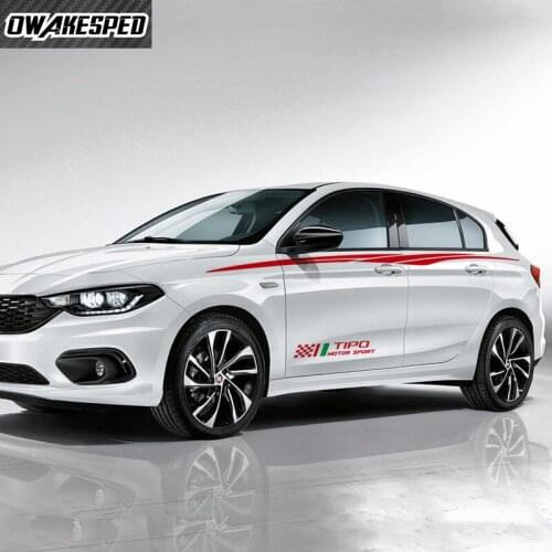 Sport Racing Stripes Car Waist Lines Sticker For-Fiat TIPO Hatchback Sedan Both Side Auto Door Body Decor Vinyl Decals