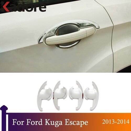 Car Styling Auto Accessories For Ford Kuga Escape 2013 2014 ABS Chrome Side Door Handle Bowl Cover Trim Door Bowls Trims