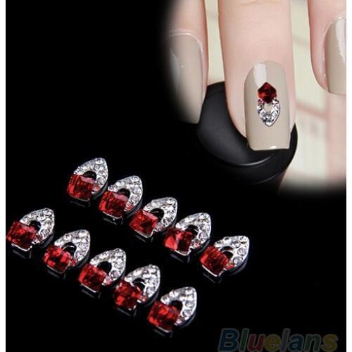 Hot10Pcs 3D Fashion Womens Rhinestone Alloy Nail Art Stickers Tips DIY Decoration 7CP2 8WC2