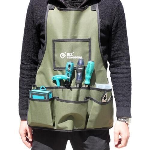 Apron Tool Bag Electrician Apron Tool Bag Adjustable Storage Pockets Waterproof Pouch Toolkit Household Cleaning Tools 2021