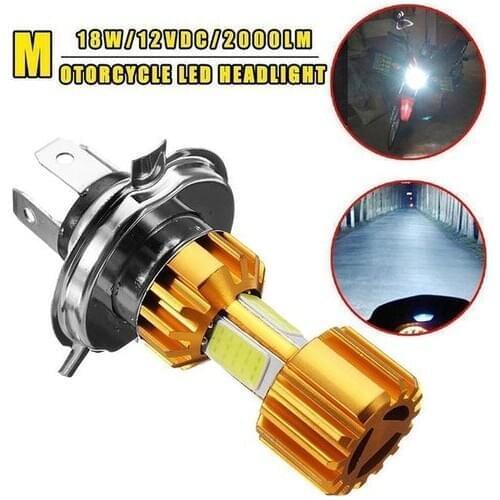 H4/P15D/BA20D 18W LED 3 COB Motorcycle Headlight Bulb 2000LM 6000K Hi/Lo Beam Light