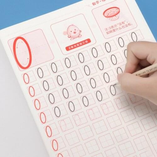 12 Book Kindergarten Number Copybook For Children Beginners Practice Calligraphy 0-100 Cohesion Tracing Hard Pen trace Red Libro