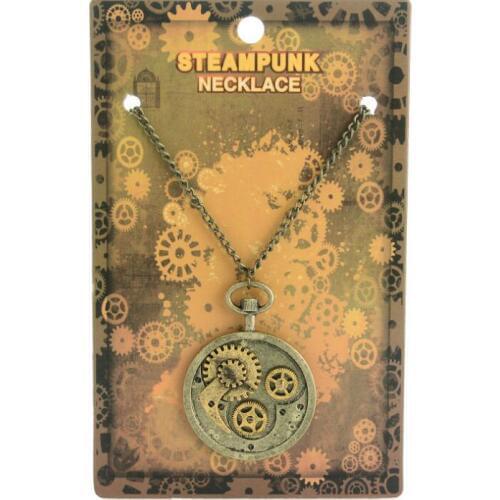 Vintage brass ox perfume bottle shape with gears pendant steampunk necklace