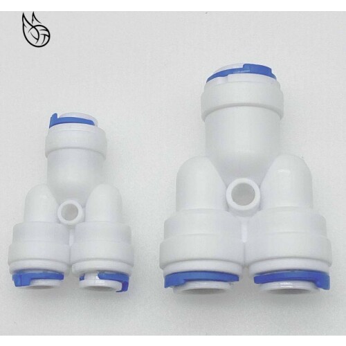 Reverse Osmosis System Y Fitting Quick Coupling Equal 3 Way 1/4" 3/8" OD RO Water Hose Tube Plastic Coupling Connector