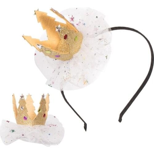 New 1PCS Crown Princess Hair Clip Lace Star Headband Hairpins Baby Girls Hairbands Tiara Christmas Headwear Hair Accessories